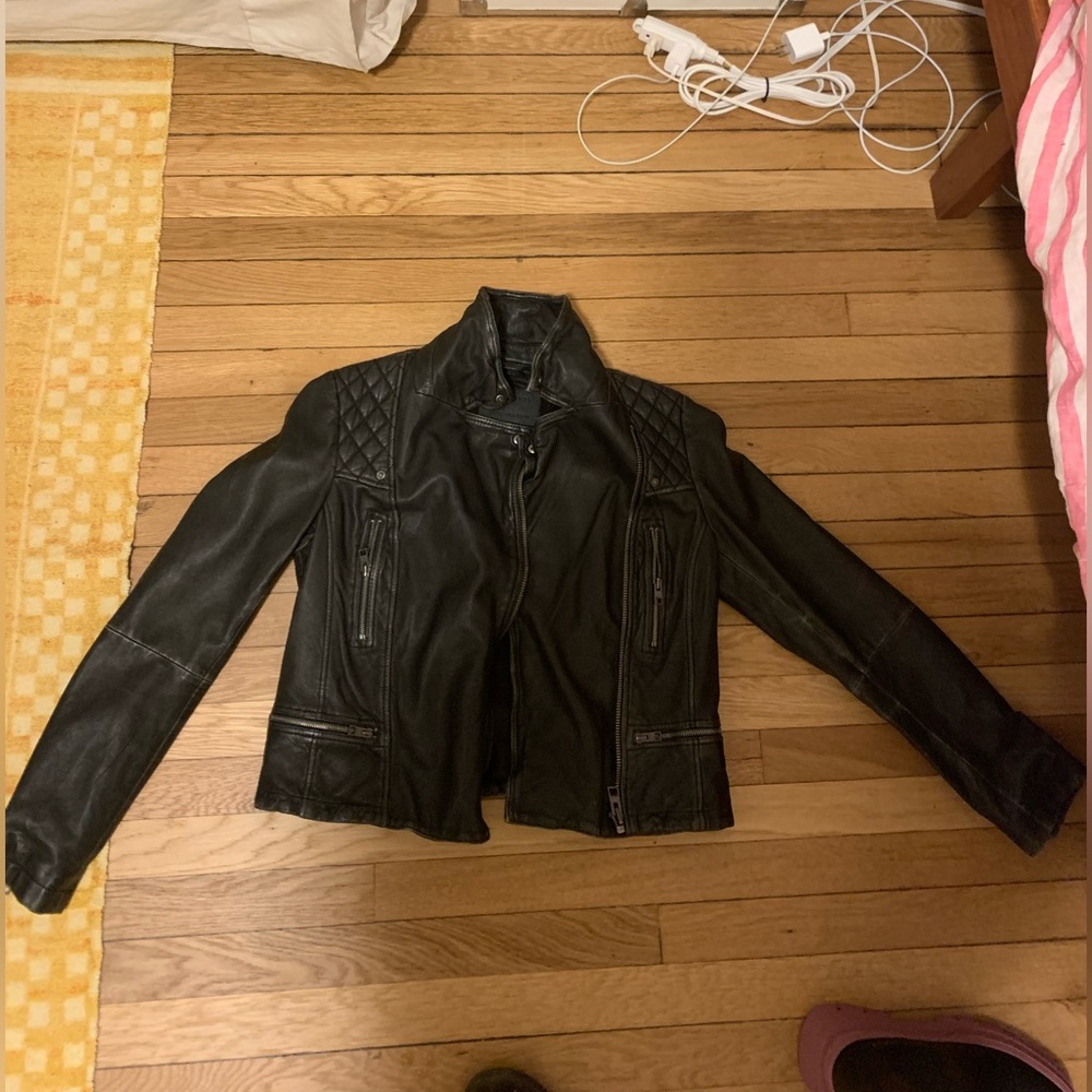 COPY - All Saints Cropped Leather Jacket